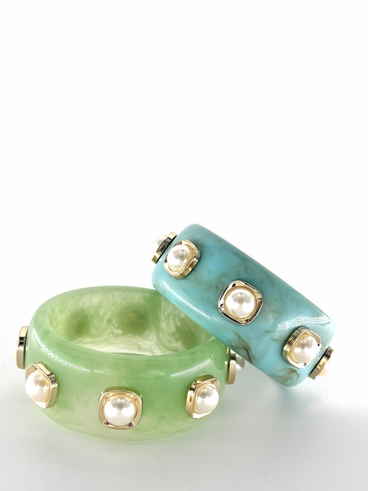 Mint Pearl Luxe Statement Bangle