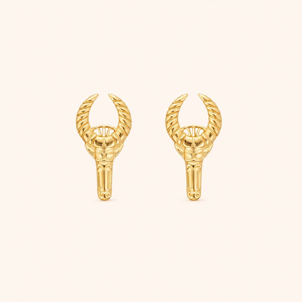 Minimal Brass Bull Head Stud Earrings