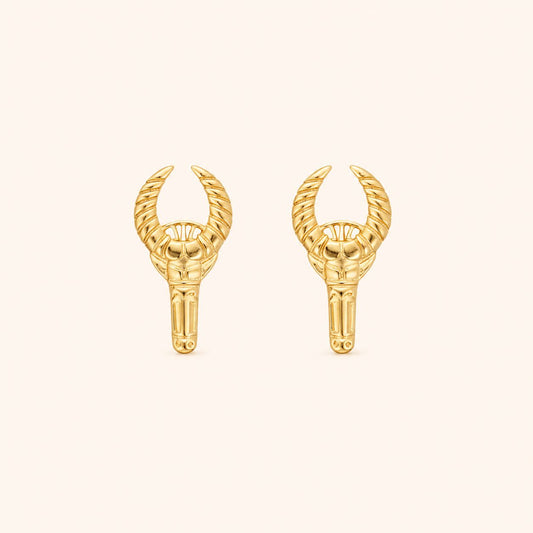 Minimal Brass Bull Head Stud Earrings