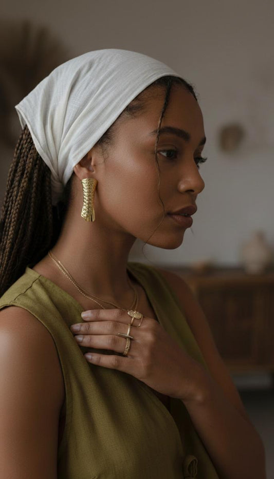 Aurora Twist Gold Statement Earrings