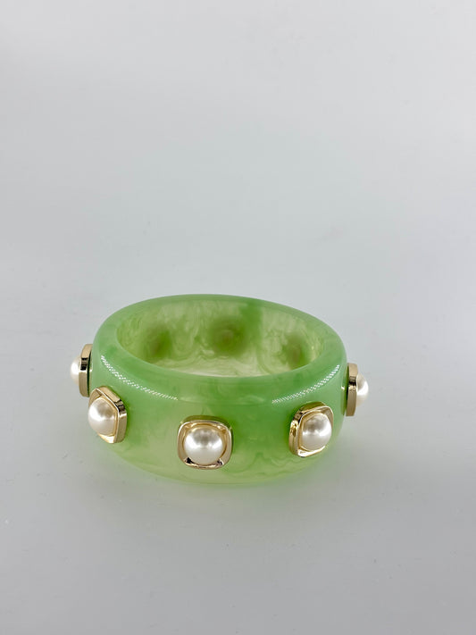Mint Pearl Luxe Statement Bangle