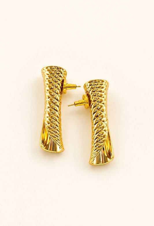 Aurora Twist Gold Statement Earrings