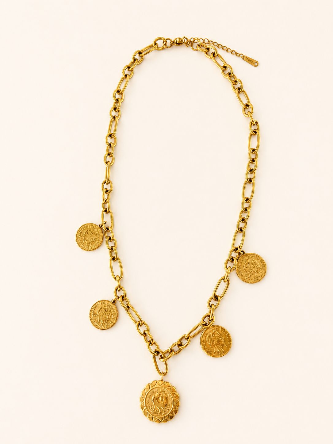 Vintage Coin Charm Gold Chain Necklace
