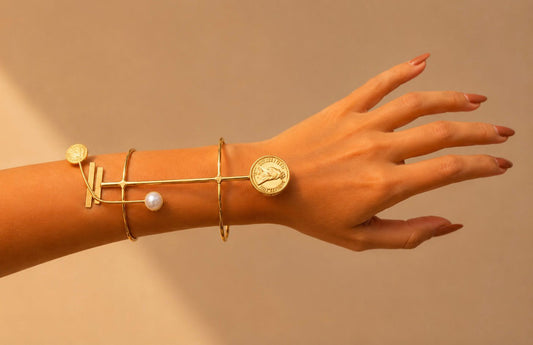 Celestial Coin Cuff  Pearl Kada