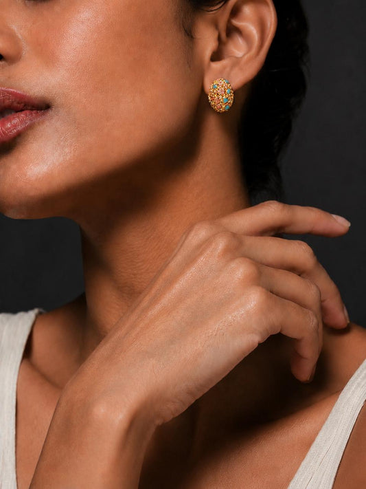 Minimal Textured Brass Stud Earrings