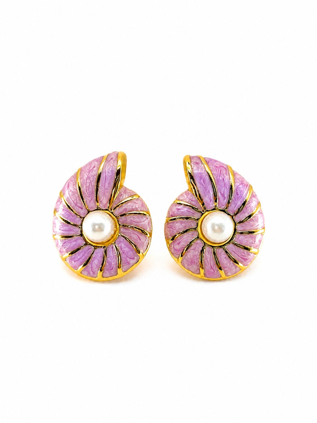 Pink Pearl Swirl Statement Stud Earrings