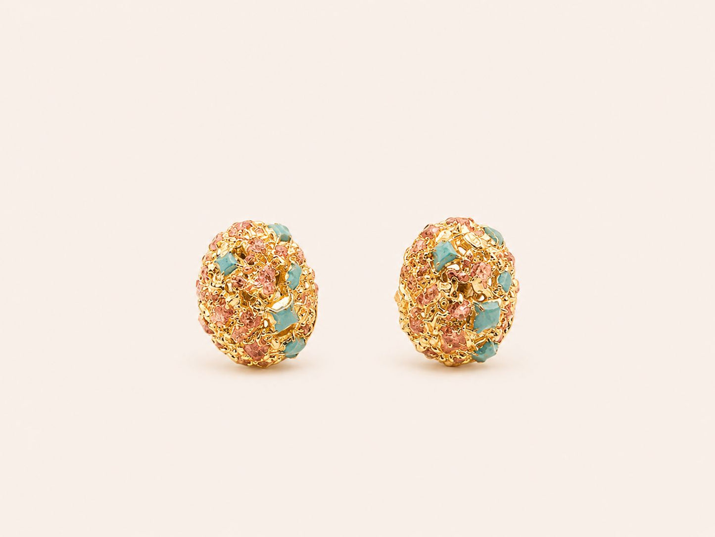 Minimal Textured Brass Stud Earrings